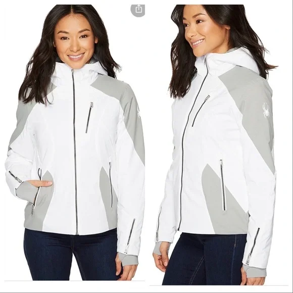 Spyder Jackets Coats Spyder White Gray Avery Ski Winter Jacket Size Small Poshmark